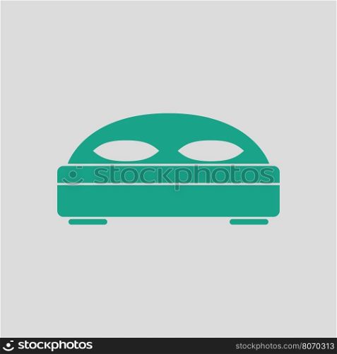 Hotel bed icon. Gray background with green. Vector illustration.