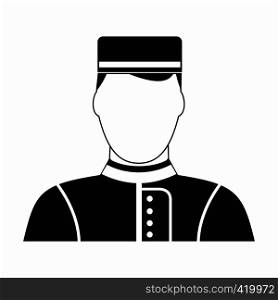 Hotel bellman black simple icon isolated on white background. Hotel bellman black simple icon
