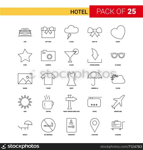 Hotel Black Line Icon - 25 Business Outline Icon Set