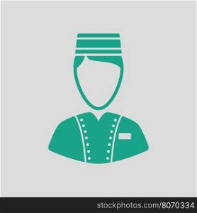 Hotel boy icon. Gray background with green. Vector illustration.