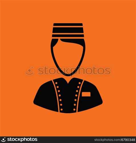 Hotel boy icon. Orange background with black. Vector illustration.