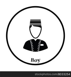 Hotel boy icon. Thin circle design. Vector illustration.