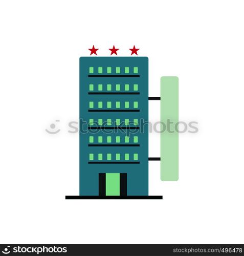 Hotel building flat icon isolated on white background. Hotel building flat icon