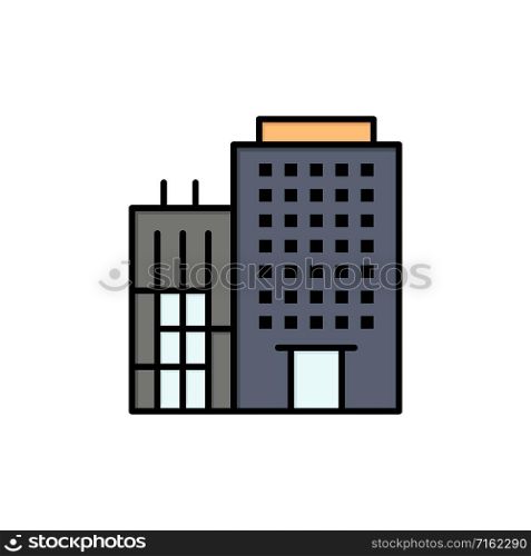 Hotel, Building, Home, Service Flat Color Icon. Vector icon banner Template