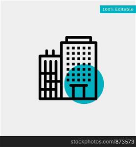 Hotel, Building, Home, Service turquoise highlight circle point Vector icon