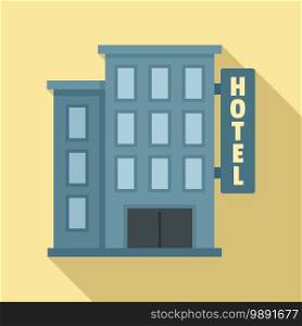 Hotel building icon. Flat illustration of hotel building vector icon for web design. Hotel building icon, flat style