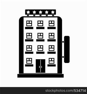 Hotel building icon in simple style on a white background. Hotel building icon, simple style