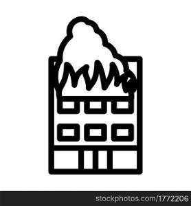 Hotel Building In Fire Icon. Bold outline design with editable stroke width. Vector Illustration.