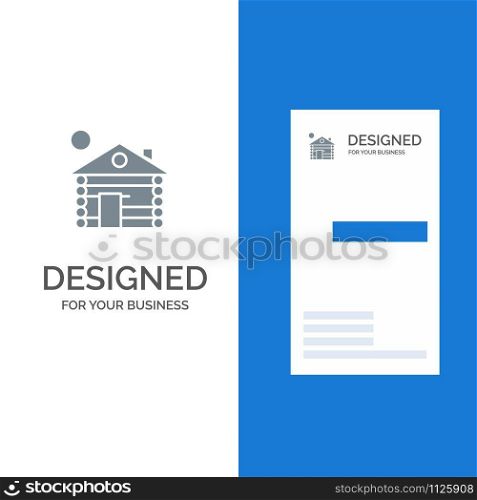 Hotel, Building, Service, Home Grey Logo Design and Business Card Template