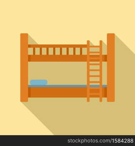 Hotel bunk bed icon. Flat illustration of hotel bunk bed vector icon for web design. Hotel bunk bed icon, flat style