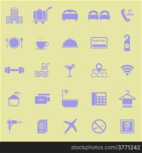 Hotel color icons on yellow background, stock vector