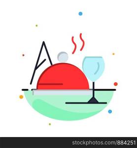 Hotel, Dish, Food, Glass Abstract Flat Color Icon Template