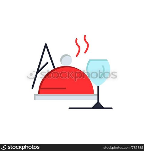Hotel, Dish, Food, Glass Flat Color Icon. Vector icon banner Template