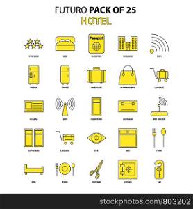 Hotel Icon Set. Yellow Futuro Latest Design icon Pack