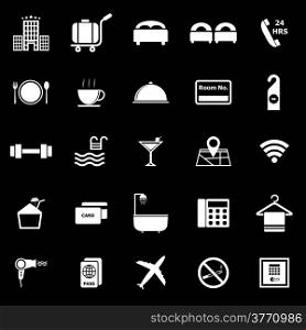 Hotel icons on black background, stock vector
