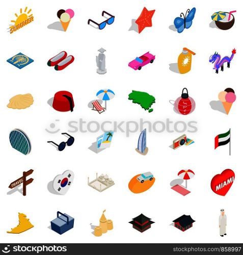 Hotel icons set. Isometric style of 36 hotel vector icons for web isolated on white background. Hotel icons set, isometric style