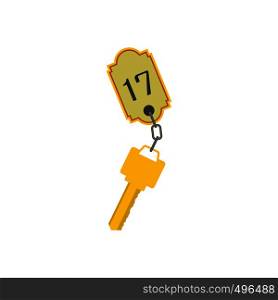 Hotel key with a room number flat icon isolated on white background. Hotel key with a room number flat icon