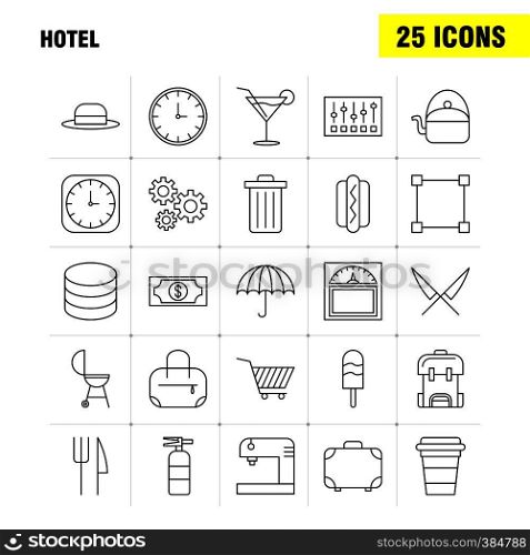 Hotel Line Icon for Web, Print and Mobile UX/UI Kit. Such as: Clock, Optimization, Time, Time Optimization, Weight Machine, Scale, Pictogram Pack. - Vector