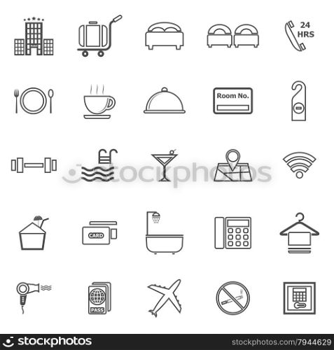 Hotel line icons on white background, stock vector