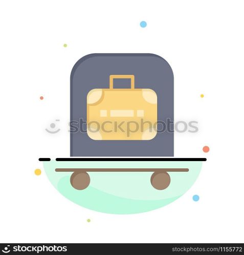 Hotel, Luggage, Trolley, Bag Abstract Flat Color Icon Template