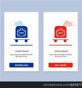 Hotel, Luggage, Trolley, Bag Blue and Red Download and Buy Now web Widget Card Template