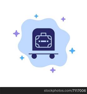 Hotel, Luggage, Trolley, Bag Blue Icon on Abstract Cloud Background