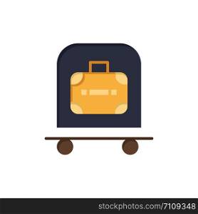 Hotel, Luggage, Trolley, Bag Flat Color Icon. Vector icon banner Template