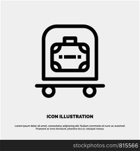 Hotel, Luggage, Trolley, Bag Vector Line Icon