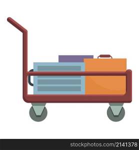 Hotel luggage trolley icon cartoon vector. Travel suitcase. Cart tourist. Hotel luggage trolley icon cartoon vector. Travel suitcase