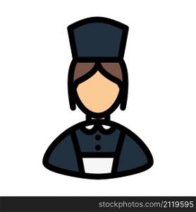 Hotel Maid Icon. Editable Bold Outline With Color Fill Design. Vector Illustration.