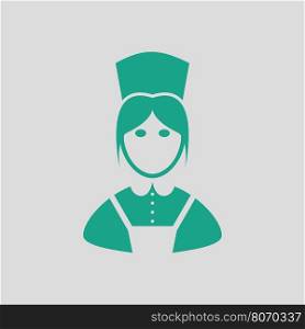 Hotel maid icon. Gray background with green. Vector illustration.