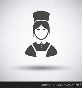 Hotel maid icon on gray background with round shadow. Vector illustration.