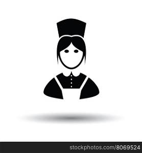 Hotel maid icon. White background with shadow design. Vector illustration.