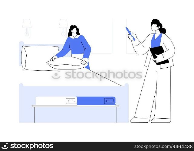 Hotel management abstract concept vector illustration. Smiling hotel manager checking room, hospitality business, professional housekeeping management, hospitality sector abstract metaphor.. Hotel management abstract concept vector illustration.
