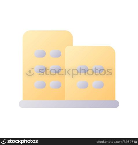 Hotel pixel perfect flat gradient two-color ui icon. Providing lodging. Paid service. Simple filled pictogram. GUI, UX design for mobile application. Vector isolated RGB illustration. Hotel pixel perfect flat gradient two-color ui icon