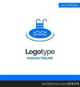 Hotel, Pool, Swimming, Service Blue Business Logo Template