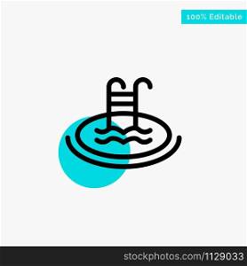 Hotel, Pool, Swimming, Service turquoise highlight circle point Vector icon