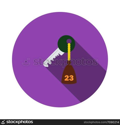 Hotel Room Key Icon. Flat Circle Stencil Design With Long Shadow. Vector Illustration.