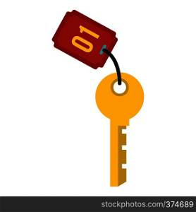 Hotel room key icon. Flat illustration of key vector icon for web design. Hotel room key icon, flat style
