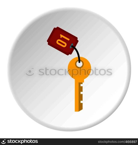 Hotel room key icon in flat circle isolated vector illustration for web. Hotel room key icon circle
