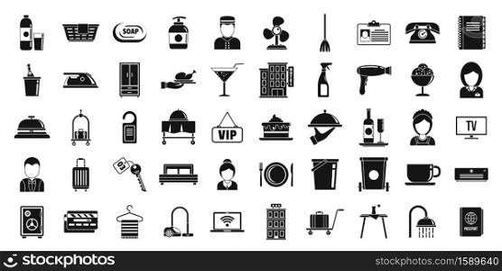Hotel room service icons set. Simple set of hotel room service vector icons for web design on white background. Hotel room service icons set, simple style