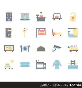 Hotel service icon and symbol set in flat design