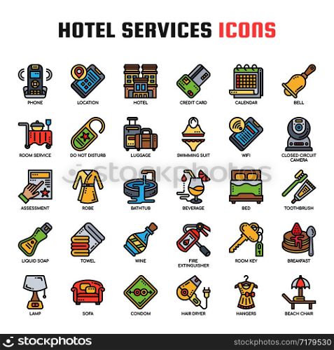 Hotel Service , Thin Line and Pixel Perfect Icons
