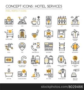 Hotel Service , thin line icons set , Pixel perfect icon ,Pixel Perfect Icons