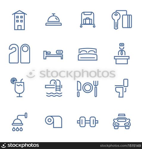 hotel services icons set flat design vector illustration