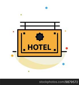 Hotel, Sign, Board, Direction Abstract Flat Color Icon Template