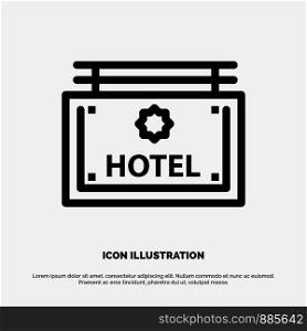 Hotel, Sign, Board, Direction Vector Line Icon