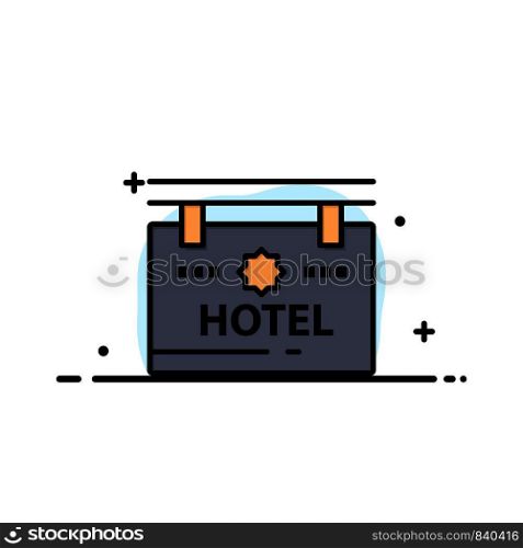 Hotel, Sign, Board, Location Business Logo Template. Flat Color