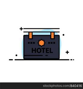 Hotel, Sign, Board, Location Business Logo Template. Flat Color