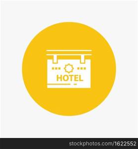 Hotel, Sign, Board, Location white glyph icon